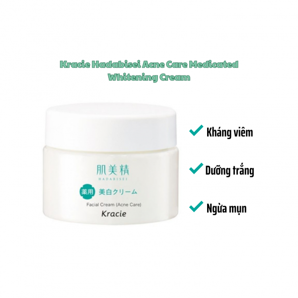 Kem dưỡng trắng trị mụn Kracie Hadabisei Acne Care Medicated Whitening Cream