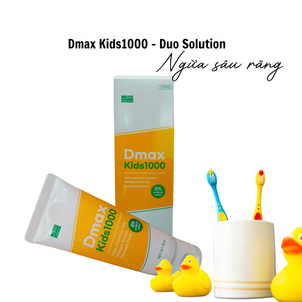 Kem đánh răng trẻ em ngừa sâu răng Dmax Kids1000 Hàn Quốc - Duo Solution